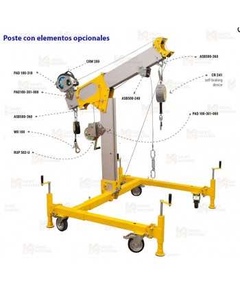 Poste Davit portátil para espacios confinados y verticales