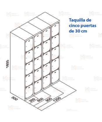 Taquilla metálica de 15 puertas (Dos módulos)