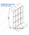 Taquilla de cuatro módulos con 12 puertas independientes