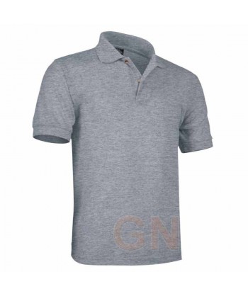 Polo de algodón con bolsillo y manga corta color gris vigoré