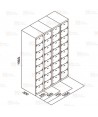 Taquilla metálica de veinticuatro puertas (Tres módulos)