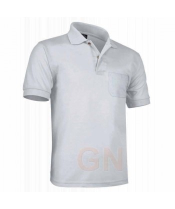 Polo de algodón con bolsillo y manga corta color blanco