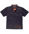 Polo de manga corta en tejido técnico transpirable color negro/naranja A.V.