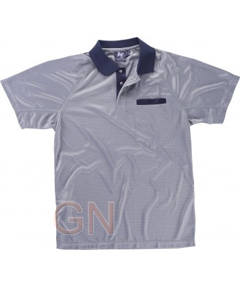 Polo de trabajo bicolor transpirable de manga corta con bolsillo gris/marino