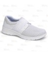 Zapato textil sanitario, transpirable y antideslizante con cierre elástico color blanco
