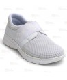 Zapato textil sanitario, transpirable y antideslizante con cierre elástico color blanco