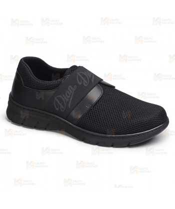 Zapato textil sanitario, transpirable y antideslizante con cierre elástico color negro