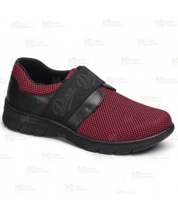 Zapato textil sanitario, transpirable y antideslizante con cierre elástico color rojo
