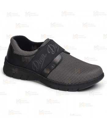 Zapato textil sanitario, transpirable y antideslizante con cierre elástico color gris oscuro
