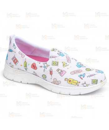 Mocasín sanitario estampado, antideslizante y transpirable