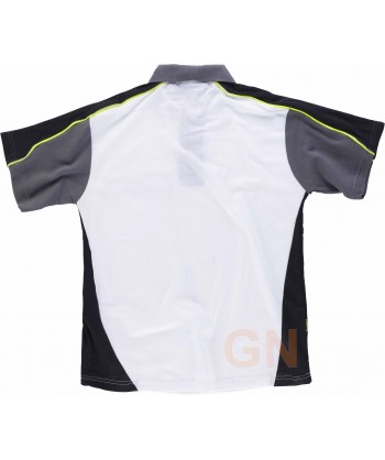 Polo tricolor con bolsillo y transpirable blanco / negro / gris