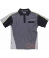 Polo tricolor con bolsillo y transpirable gris oscuro /gris claro / negro