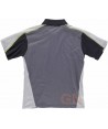 Polo tricolor con bolsillo y transpirable gris oscuro /gris claro / negro