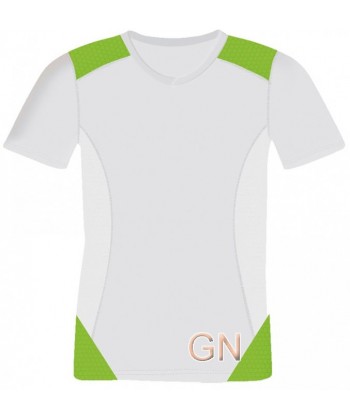 Camiseta transpirable de manga corta y cuello redondo para adulto y niño color blanco/verde A.V.