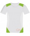 Camiseta transpirable de manga corta y cuello redondo para adulto y niño color blanco/verde A.V.