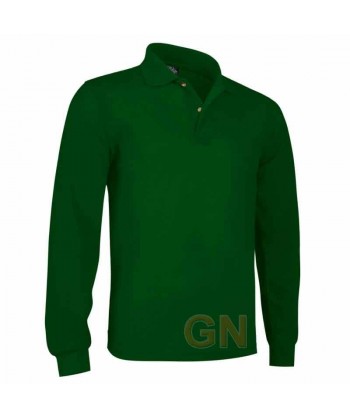 Polo de algodón de manga larga color verde botella