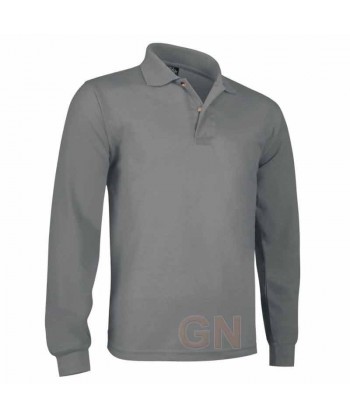 Polo de algodón de manga larga color gris cemento