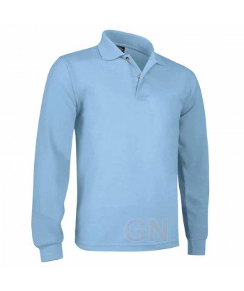 Polo de algodón de manga larga color celeste