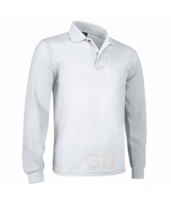 Polo de algodón de manga larga color blanco