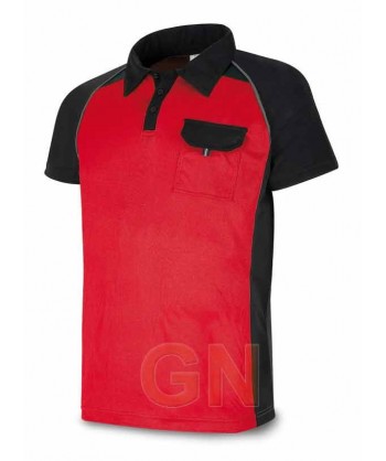 Polo combinado de manga corta y transpirable rojo/negro
