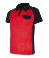 Polo combinado de manga corta y transpirable rojo/negro