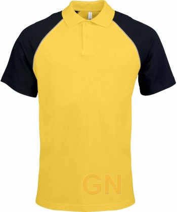 Polo combinado con mangas rangan a contraste color amarillo/negro