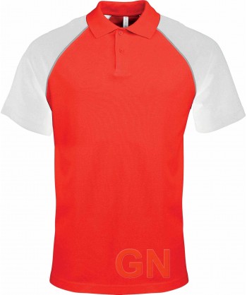 Polo combinado con mangas rangan a contraste color rojo / blanco