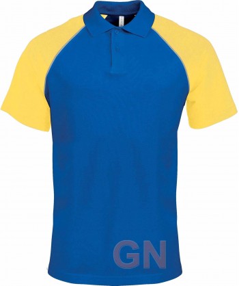 Polo combinado con mangas rangan a contraste color royal/amarillo