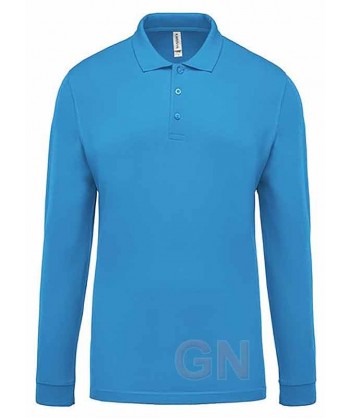 Polo de algodón de manga larga color celeste