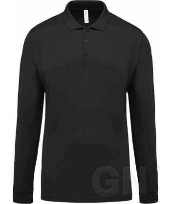 Polo de algodón de manga larga color negro