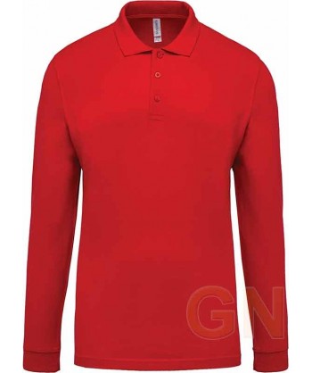 Polo de algodón de manga larga color rojo