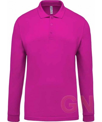 Polo de algodón de manga larga color fucsia