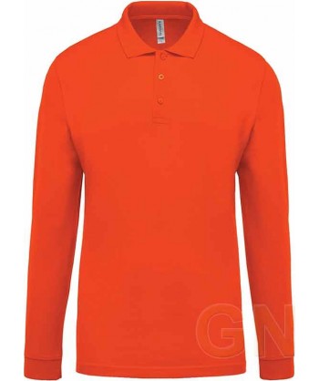 Polo de algodón de manga larga color naranja