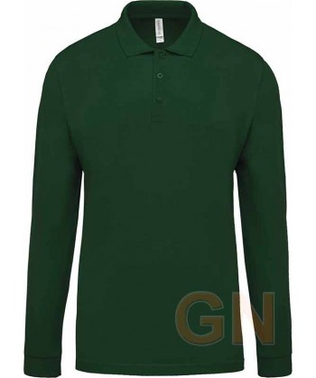 Polo de algodón de manga larga color verde bosque