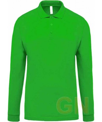 Polo de algodón de manga larga color verde kelly
