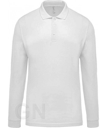 Polo de algodón de manga larga color blanco