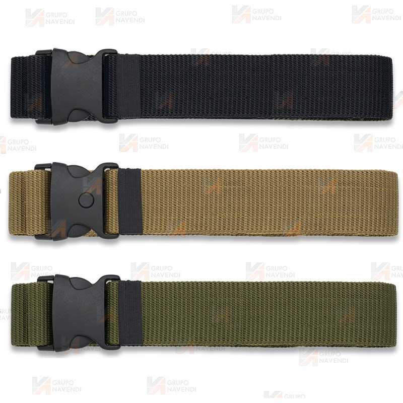 Cinturón exterior con doble y triple cierre de seguridad. 122 cm x 5,5 cm. Colores lisos