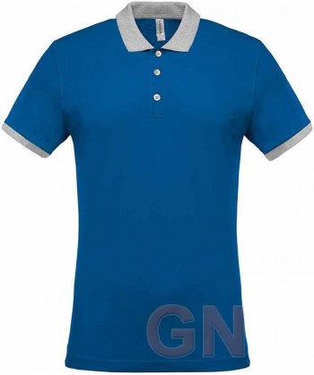 Polo de manga corta con el cuello y mangas combinados en royal/gris