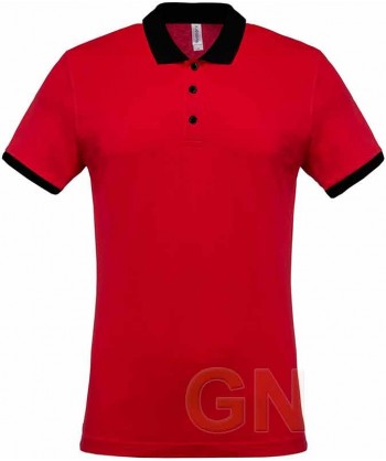 Polo de manga corta con el cuello y mangas combinados en rojo/negro