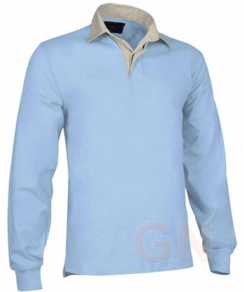 Polo tipo rugby de manga larga celeste
