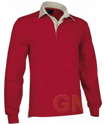 Polo tipo rugby de manga larga rojo