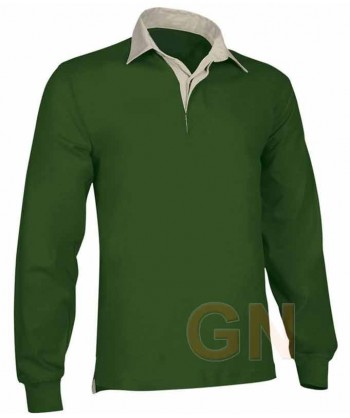 Polo tipo rugby de manga larga verde
