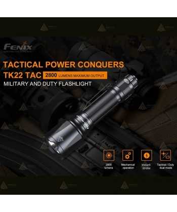 Linterna táctica de Fénix TK22-TAC recargable con USB (2800 lúmenes)