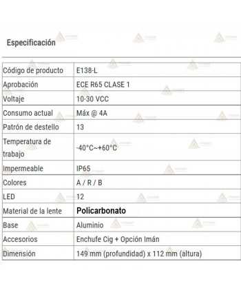Baliza de leds ámbar de alta potencia para vehículos