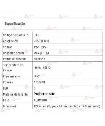 Foco direccional empotrable de 6 leds ámbar para vehículos