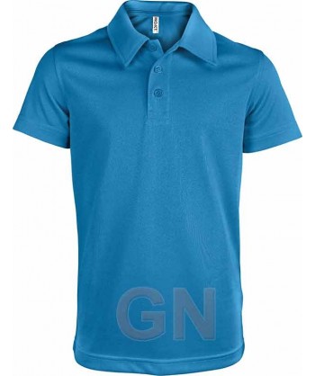 Polo transpirable de manga corta para niños color azul