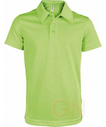 Polo transpirable de manga corta para niños color lima