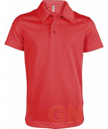 Polo transpirable de manga corta para niños color rojo