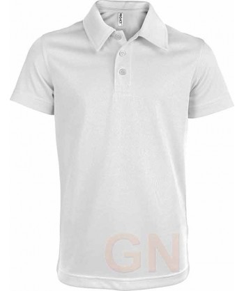 Polo transpirable de manga corta para niños color blanco