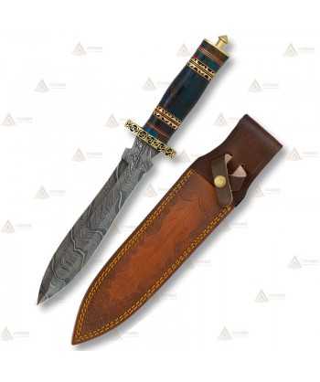 Cuchillo deportivo de caza con acero damasco (22,8 cm)